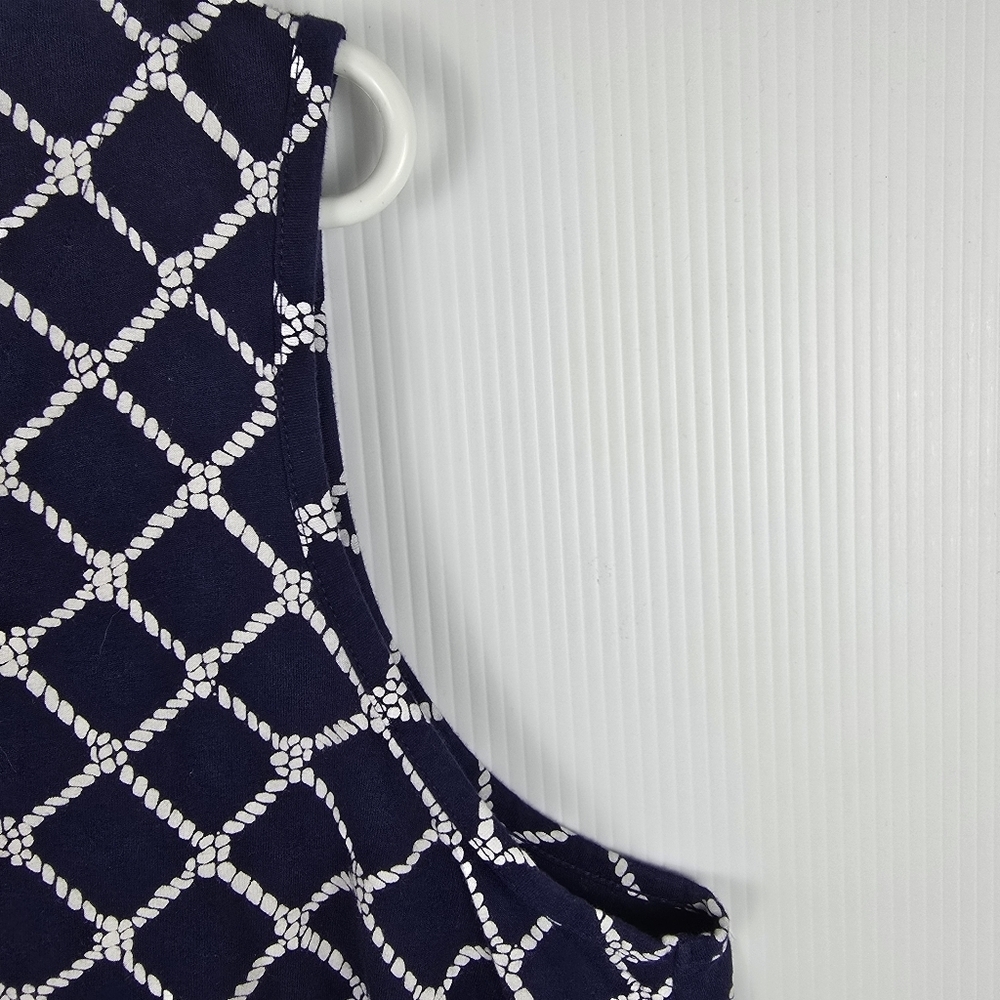 Lands' End Women's Navy White Rope Print Sleeveless Dress w/ Pockets Size 1X - Picture 6 of 11